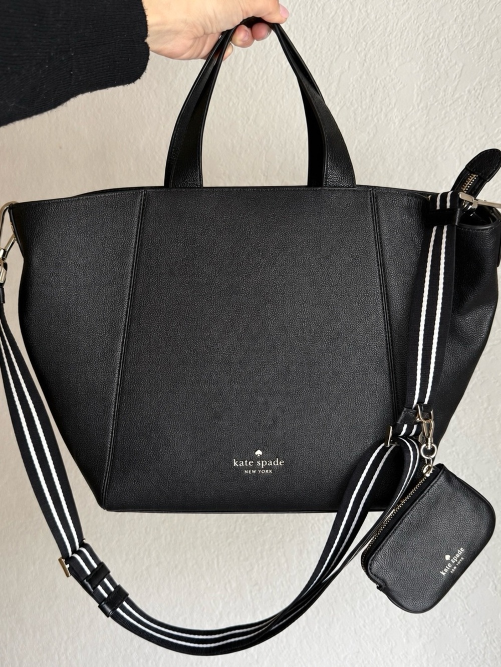 Kate Spade Rosie Satchel Tote Black Pebbled Leather Crossbody MSRP $449